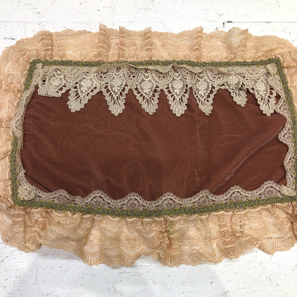 Cushion Throw Pillow.  Velvet and Lace.